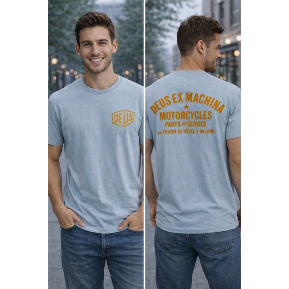 Deus Ex Machina Other - Deus Ex Machina Graphic Tee Light Blue Moto T-Shirt Size L